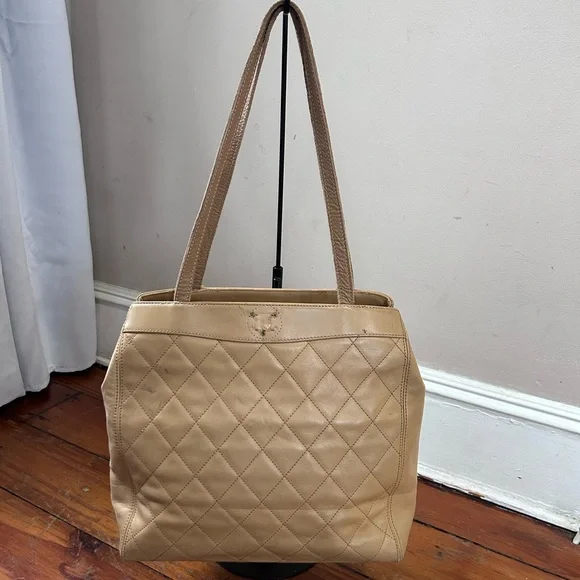Chanel Beige Lambskin Leather Quilted Hand Bag(Damaged) - Picture 1 of 17